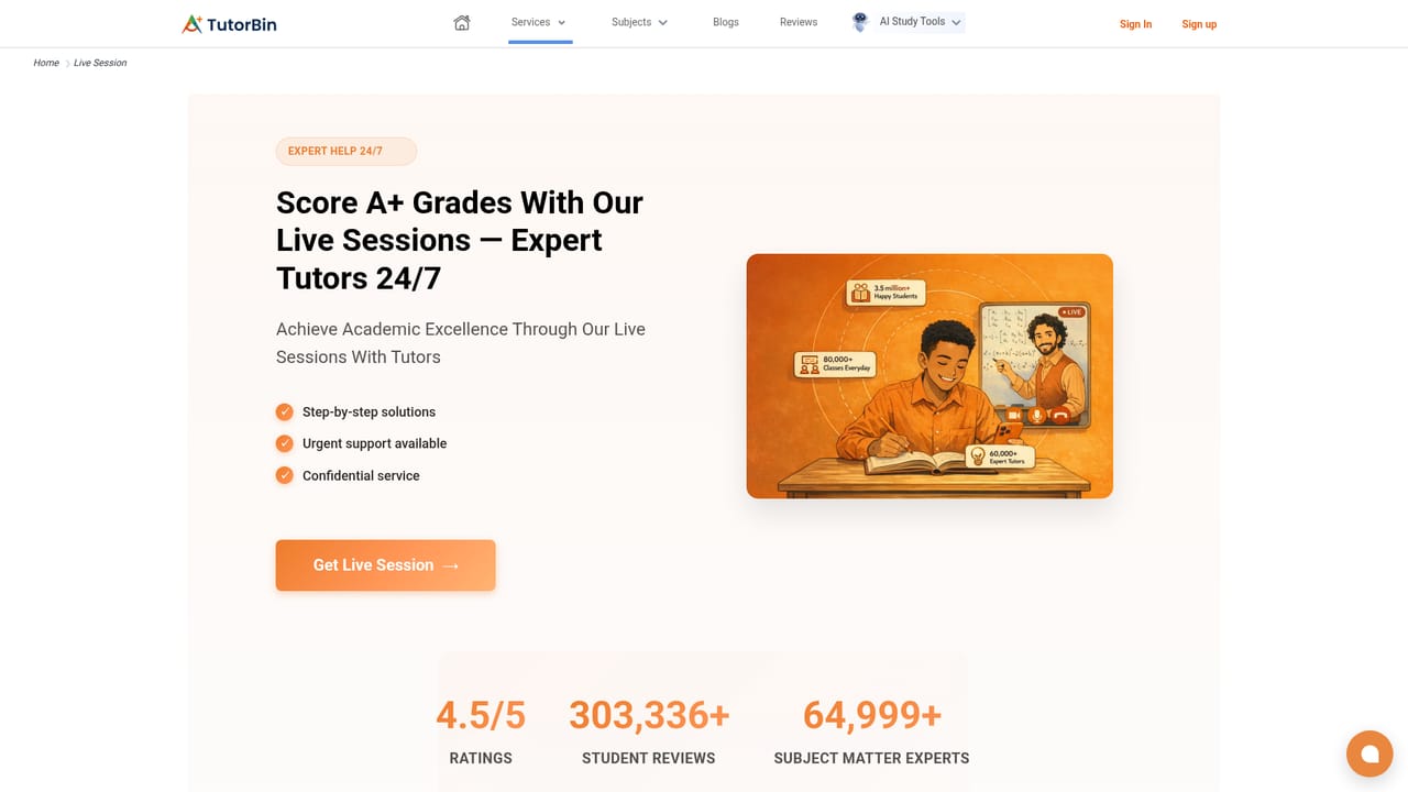 TutorBin — Get matched with a subject expert