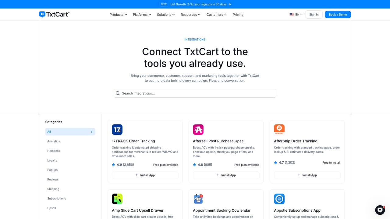 TxtCart — Connect your store and data