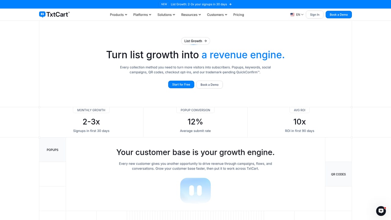 TxtCart — Grow your subscriber list