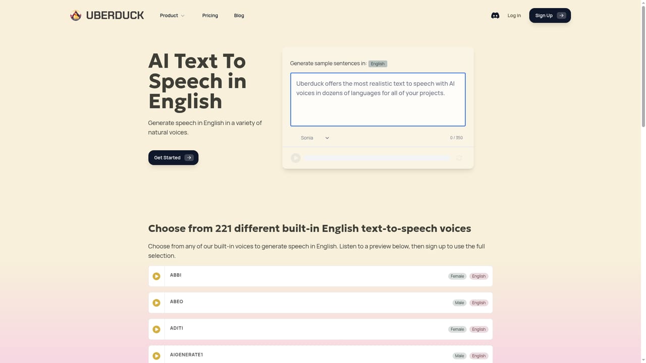 Uberduck — Pick a language
