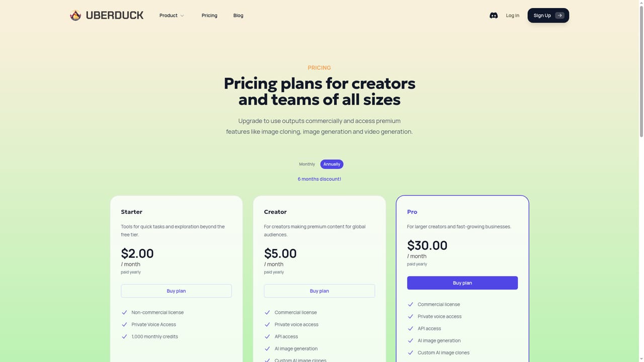 Uberduck — Move to a paid plan for commercial use