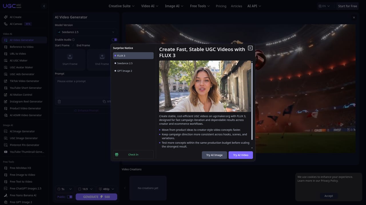 UGC Maker AI — Add a prompt or product image