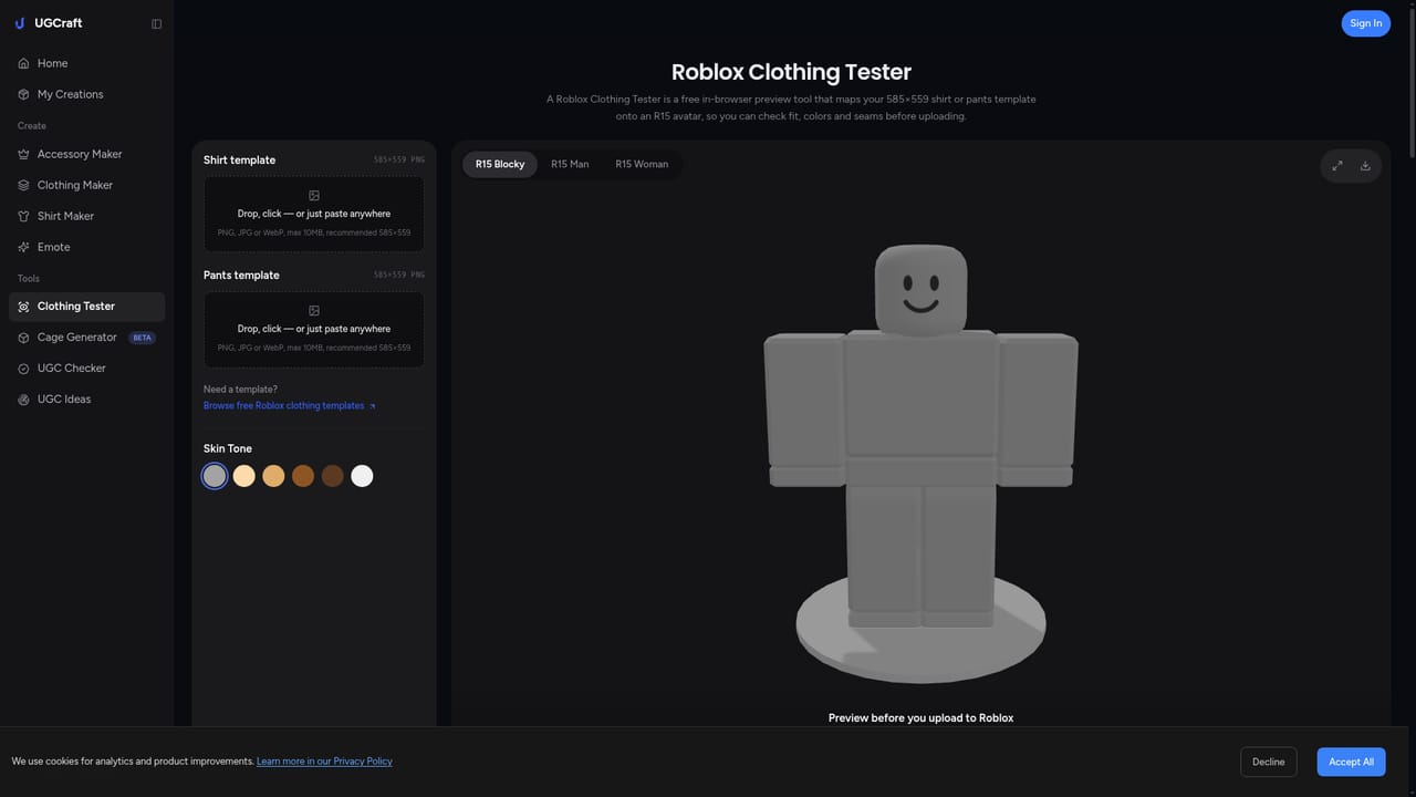 UGCraft AI — Test clothing before upload
