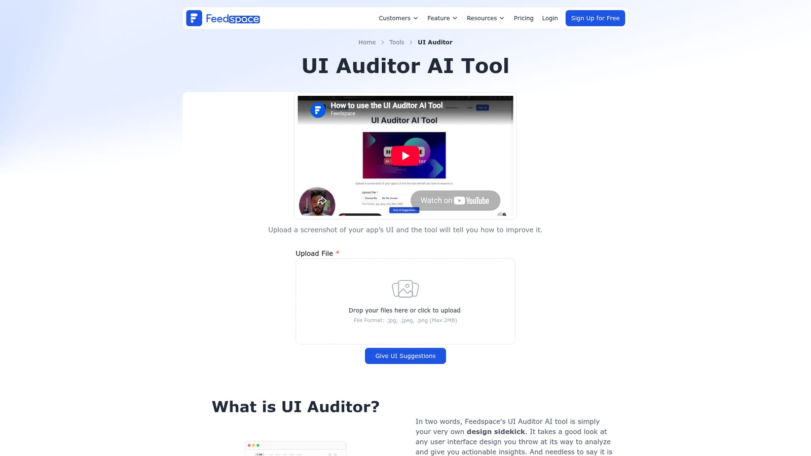 UI Auditor AI Tool — Open the UI Auditor tool page