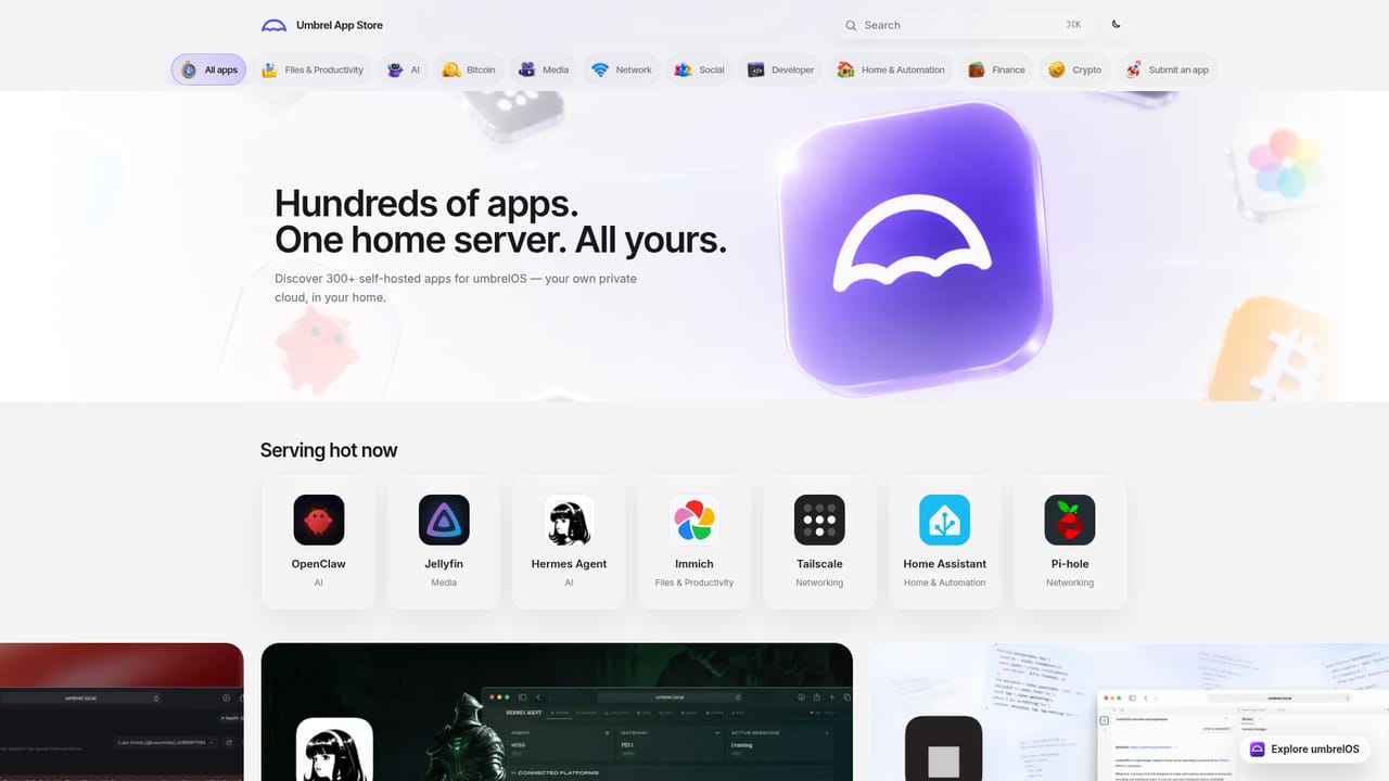 umbrelOS — Install apps from the App Store