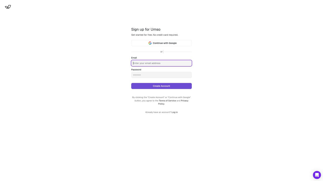 Umso — Create an account and open the generator