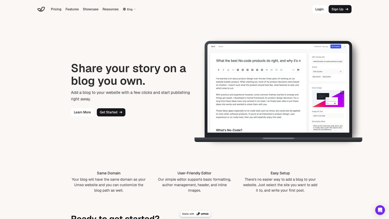Umso — Add a blog and forms