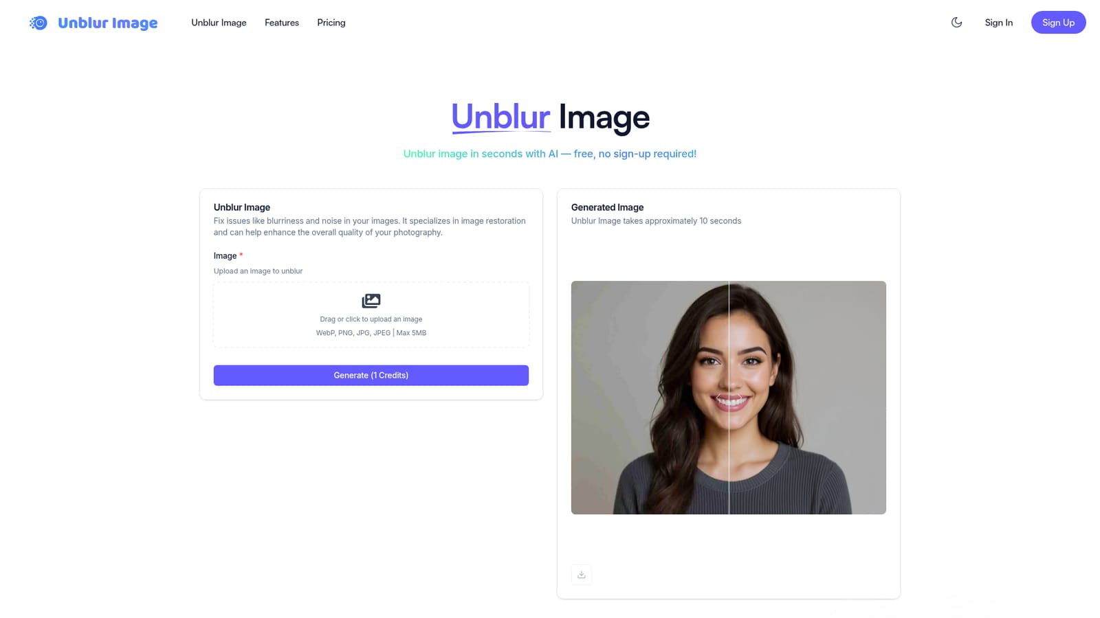 Unblur Img AI — Open the generator