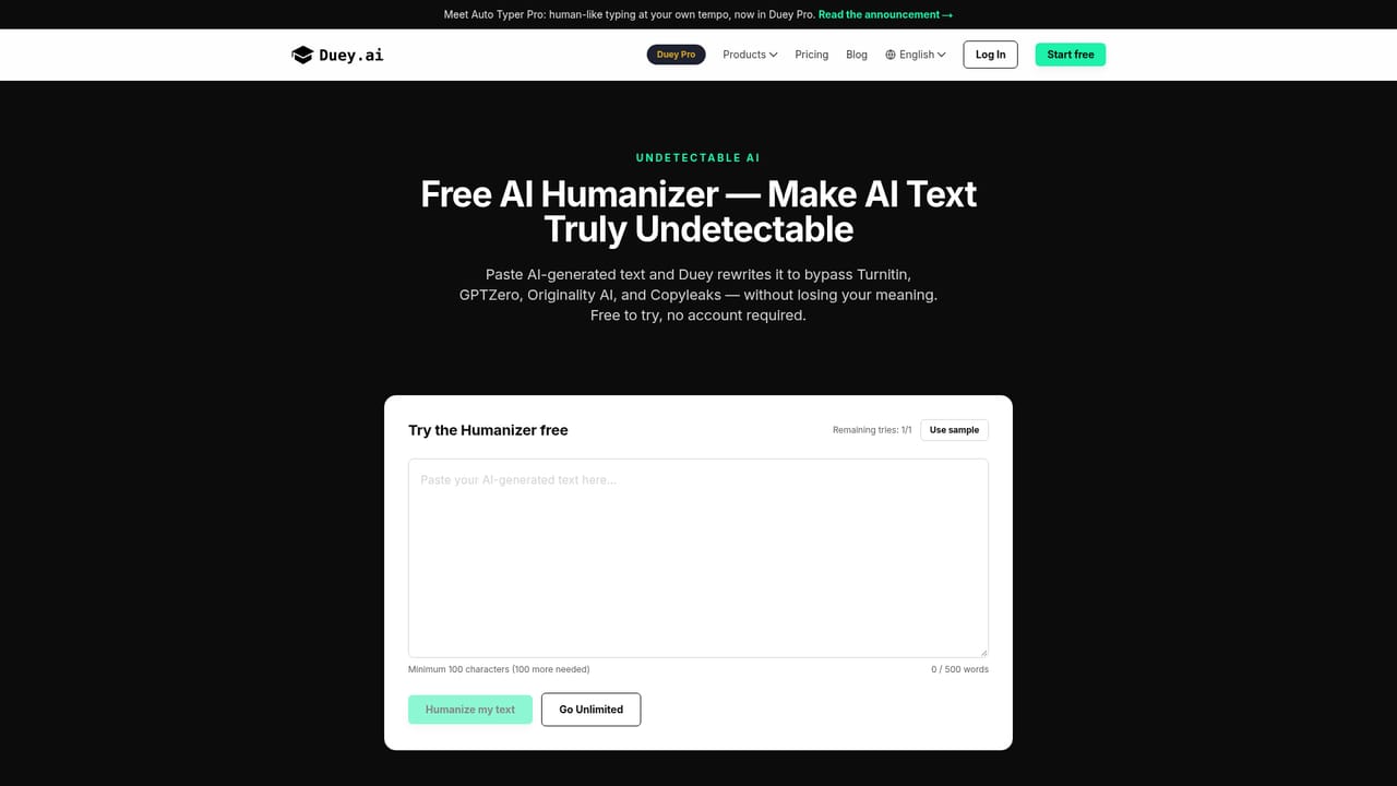 Undetectable AI Content — Open the free humanizer