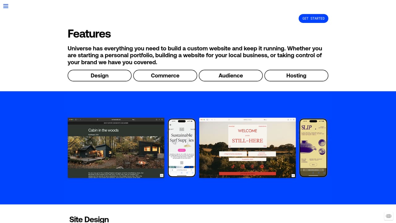 Univer.se — Browse the feature set