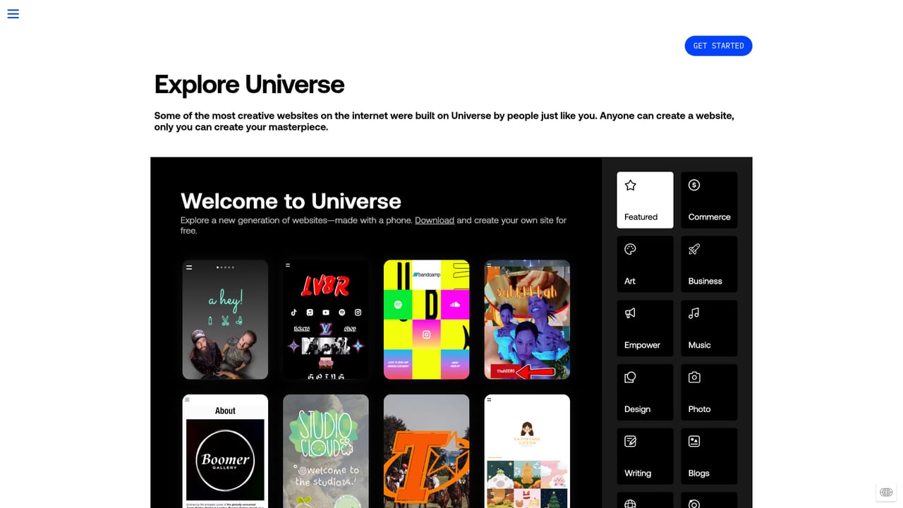 Univer.se — Look at real Universe sites