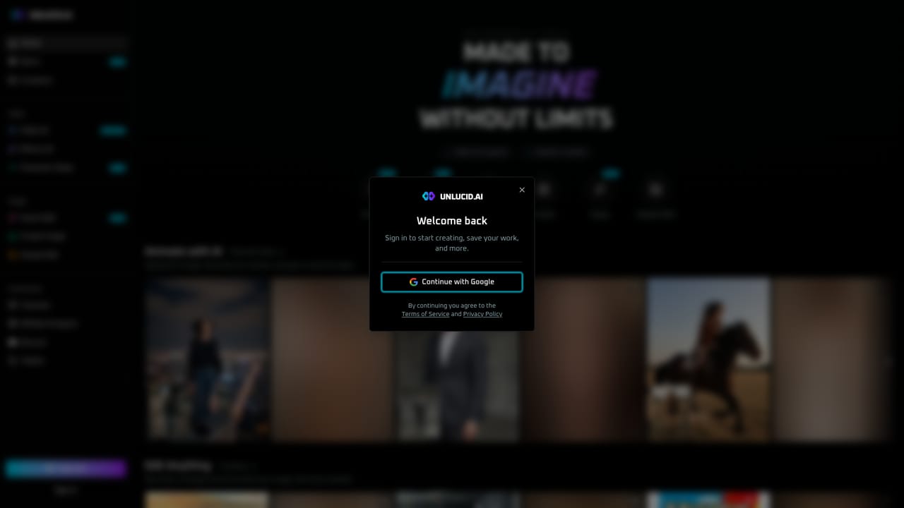 Unlucid AI — Generate a first image from text
