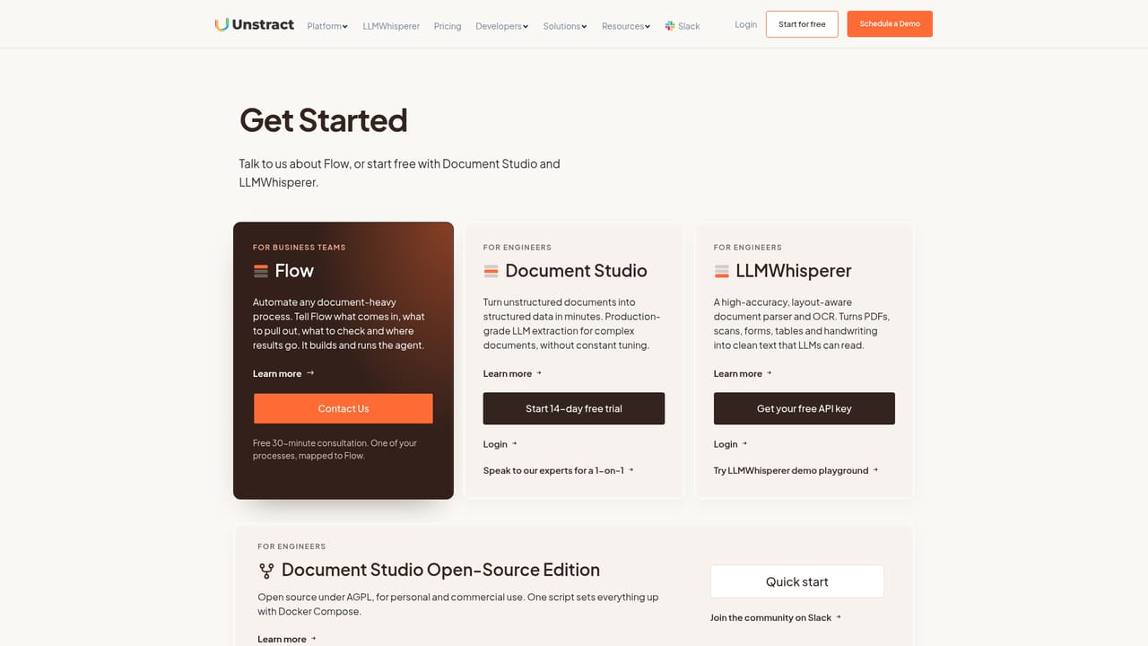 Unstract — Start free and describe the process