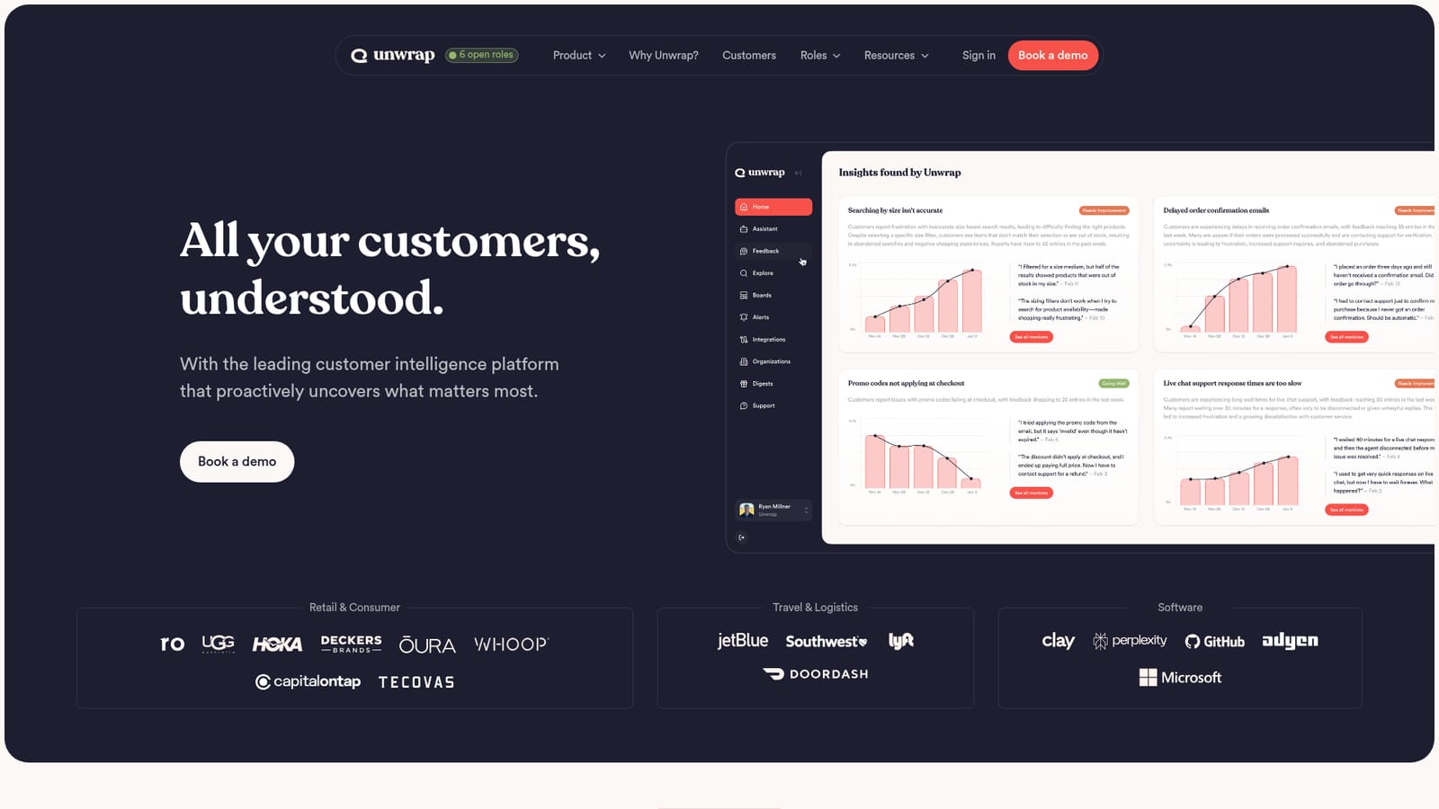 Unwrap — Book a demo and scope your feedback sources