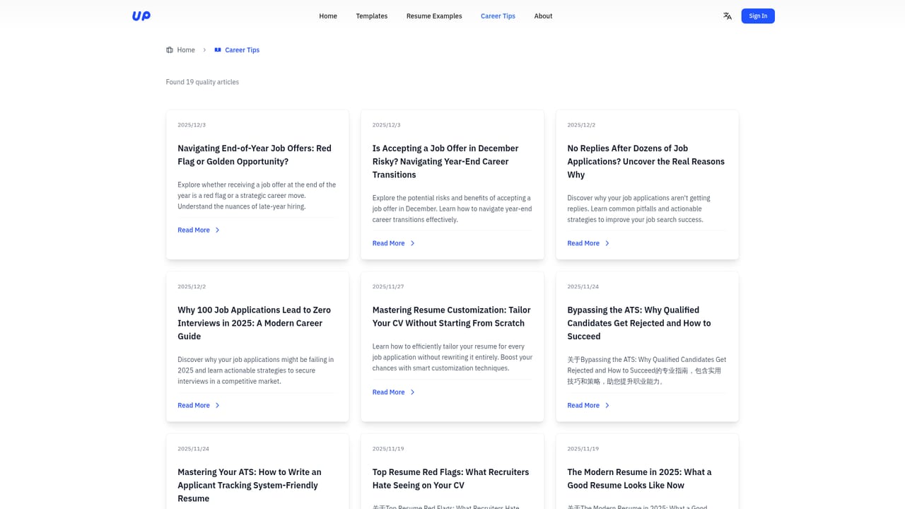 UPCV — Read the job search guides