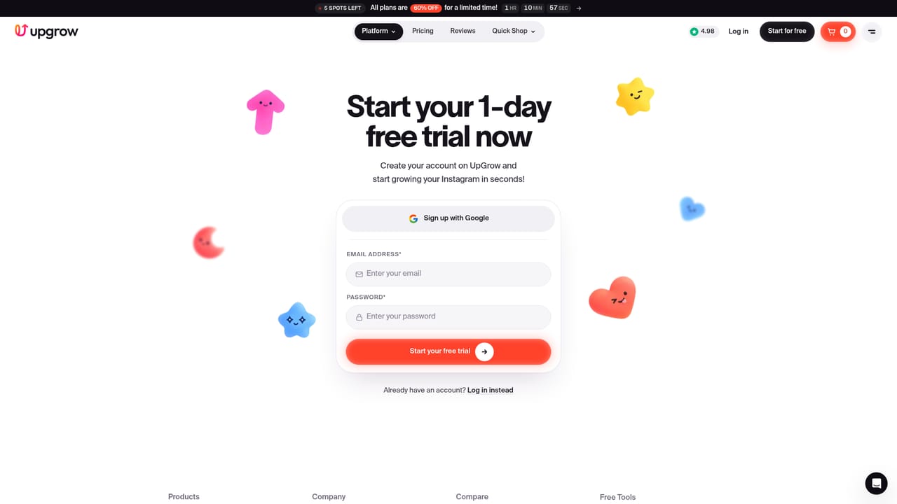 UpGrow — Open the signup flow