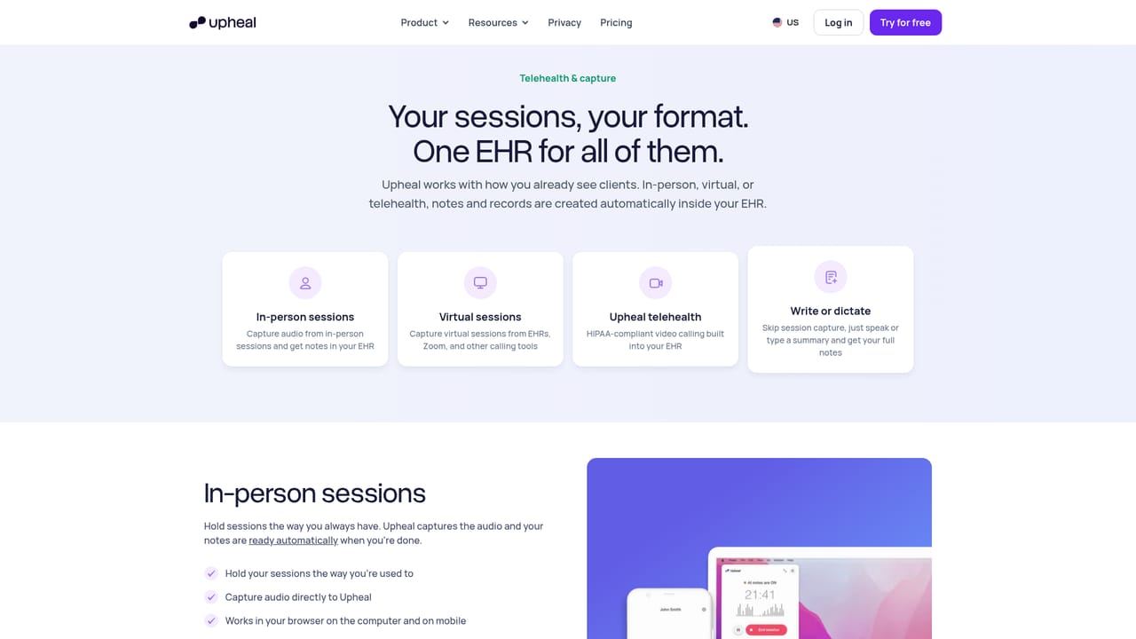 Upheal — Capture a session