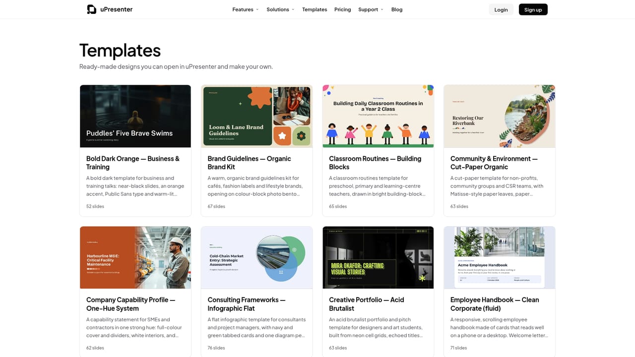 uPresenter — Pick a canvas and starting point