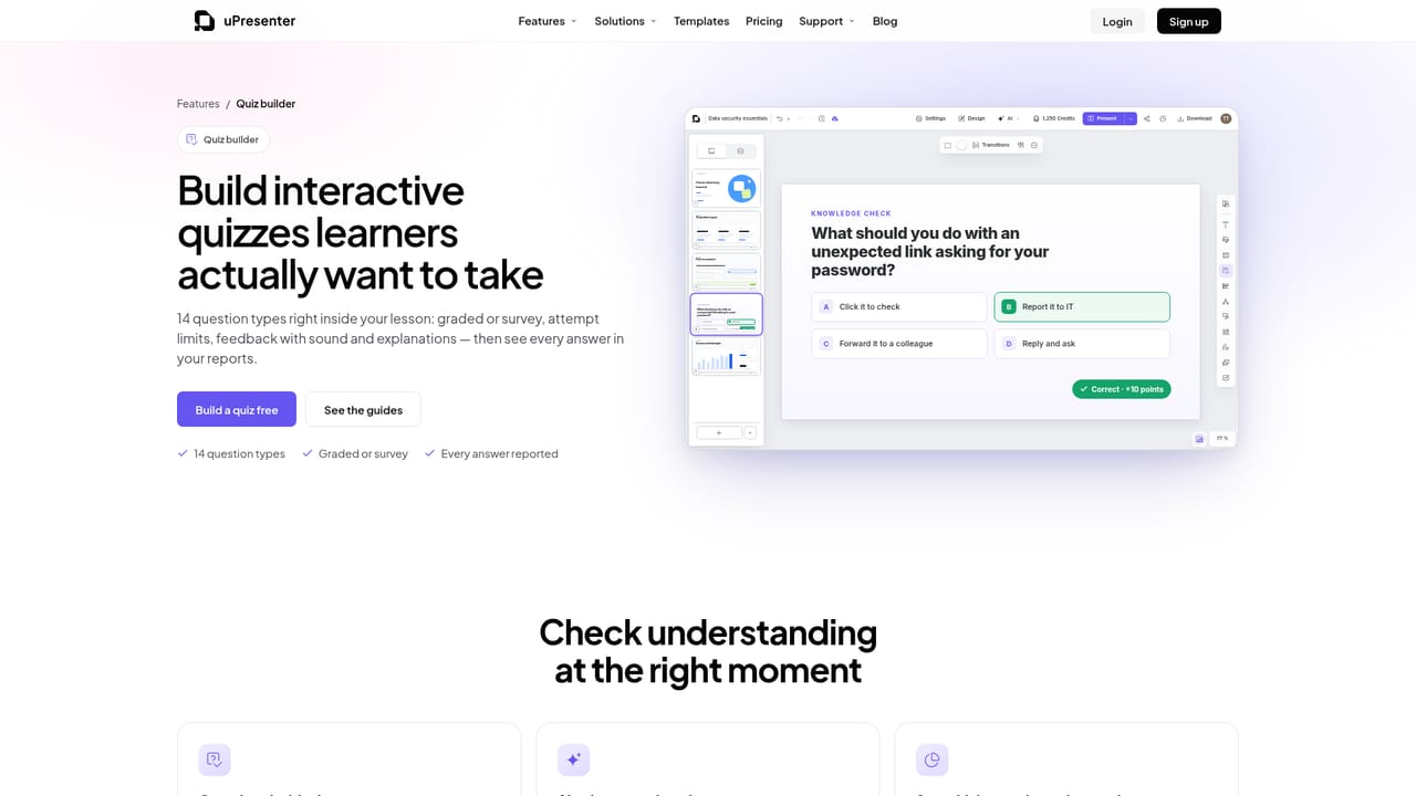 uPresenter — Add questions and interactions