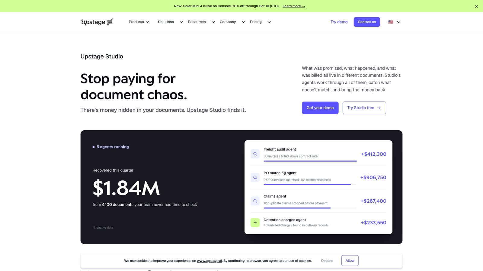 List Tools Document Example Upstage Studio - Analytics AI Tool | aiwizard