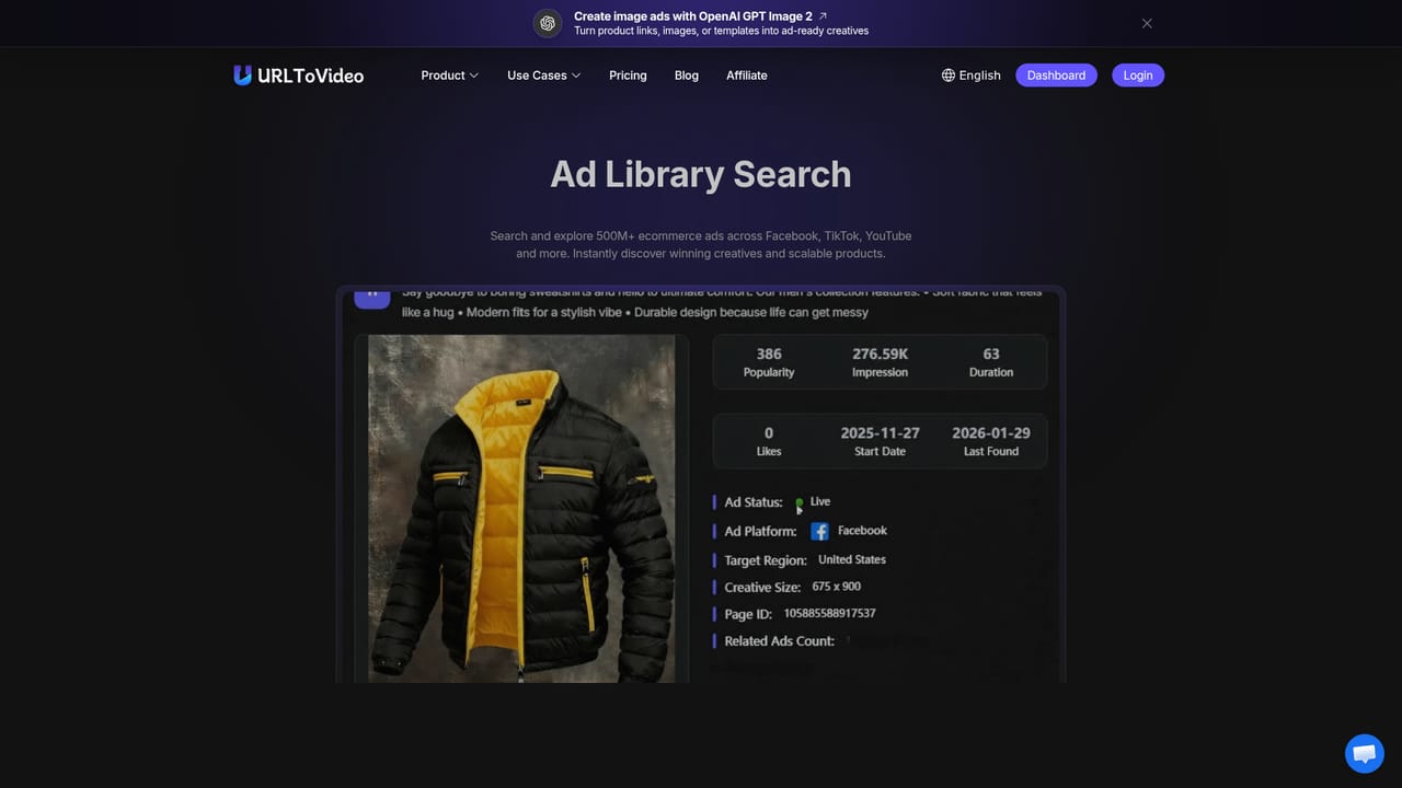 URL to Video AI — Pick a proven ad structure