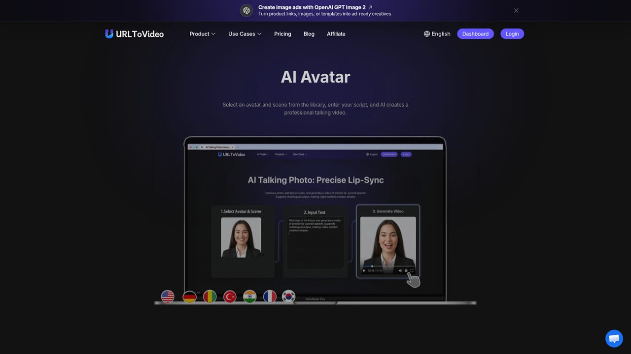 URL to Video AI — Choose an avatar and voice