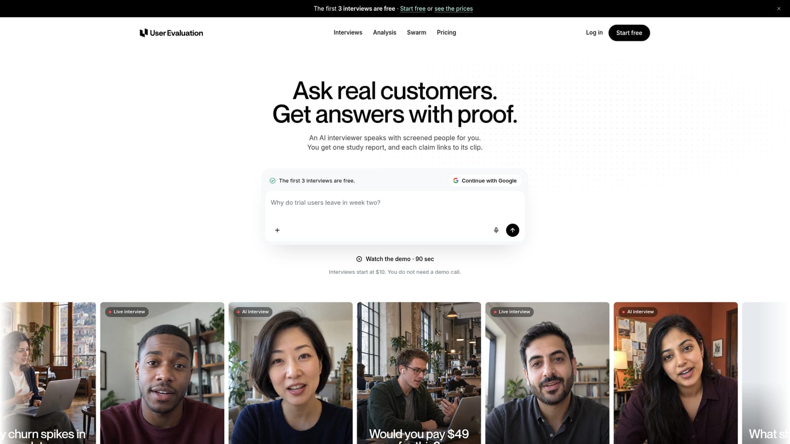 User Evaluation — Write the question you want answered