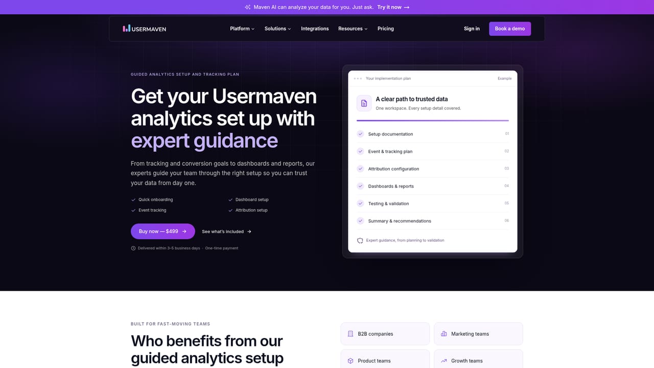Usermaven — Run the guided analytics setup