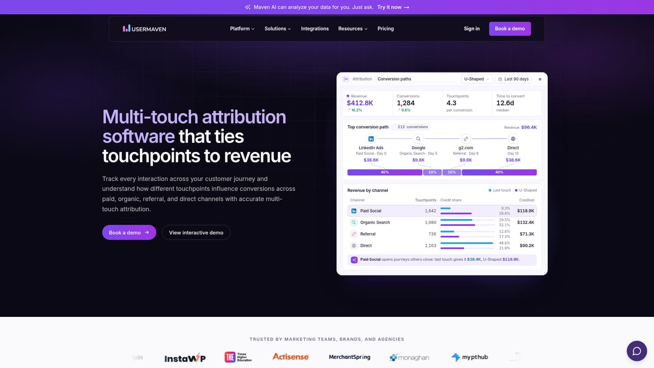 Usermaven — Choose an attribution model and lookback window