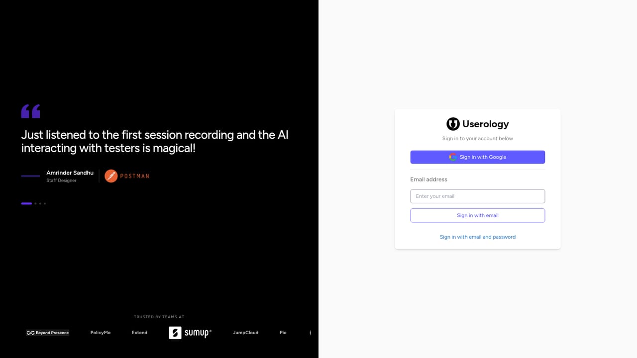 Userology — Start a free trial account