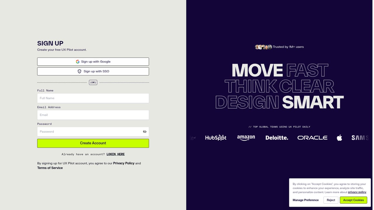 UX Pilot — Create a free account