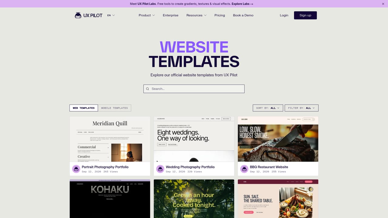 UX Pilot — Explore templates for a head start