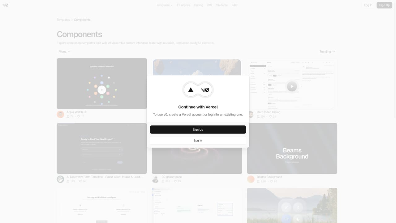 v0 by Vercel — Reuse a component pattern