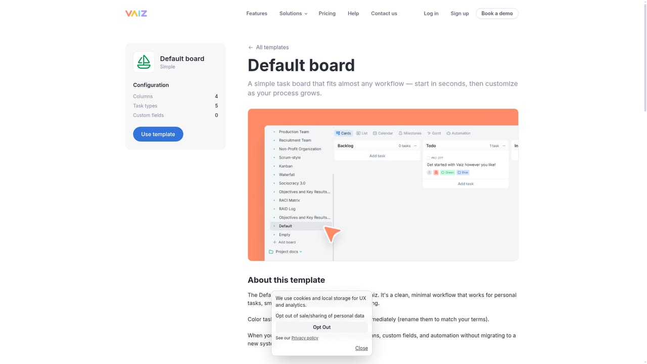 Vaiz — Pick a template that matches your team