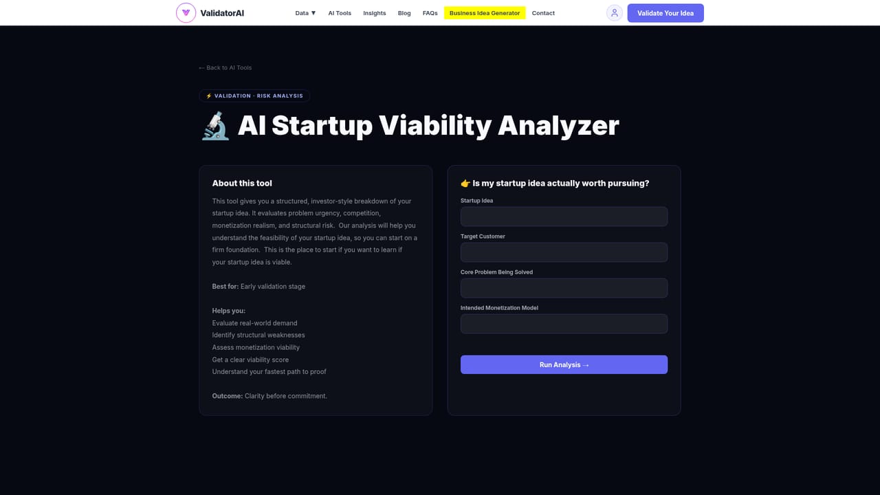 Validator AI — Check viability and readiness