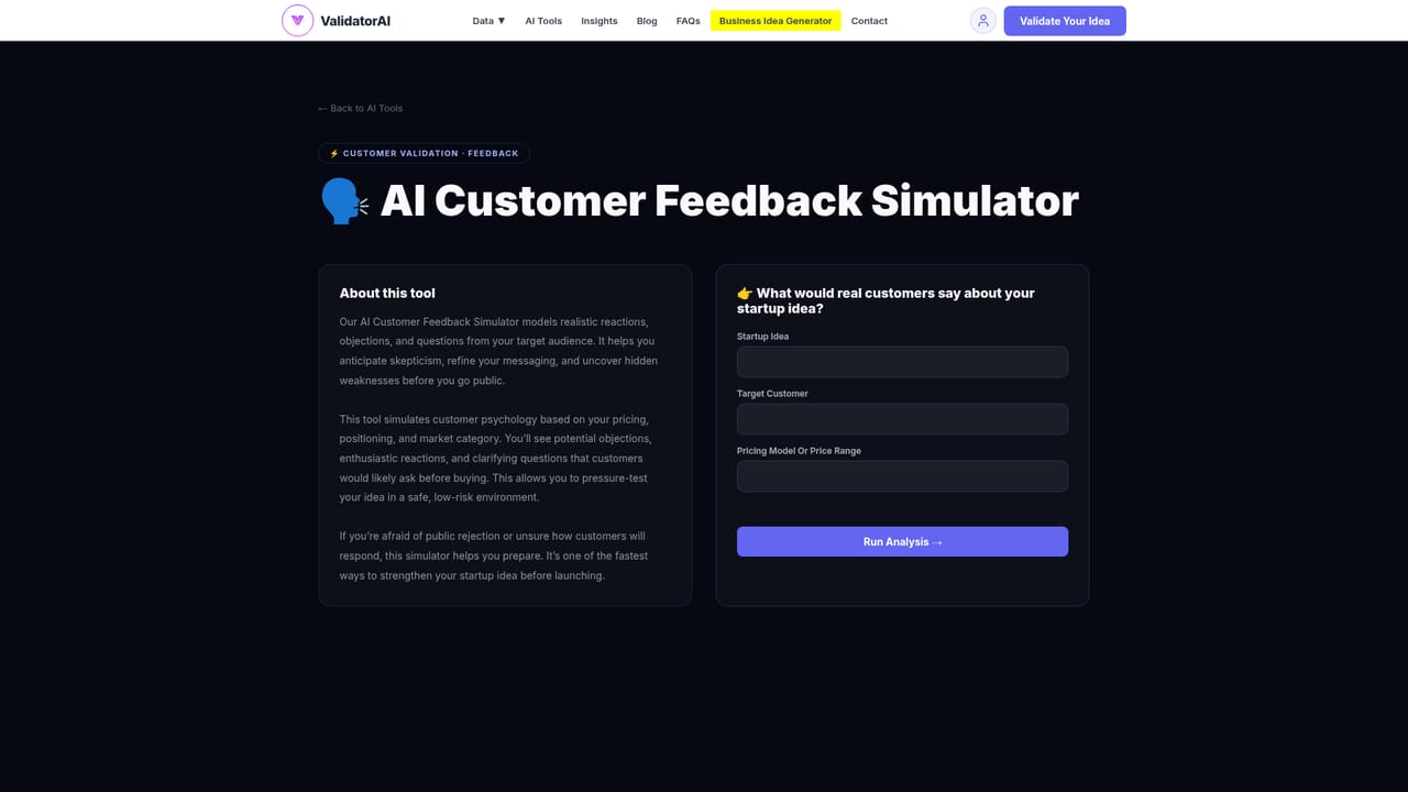 Validator AI — Simulate customer objections