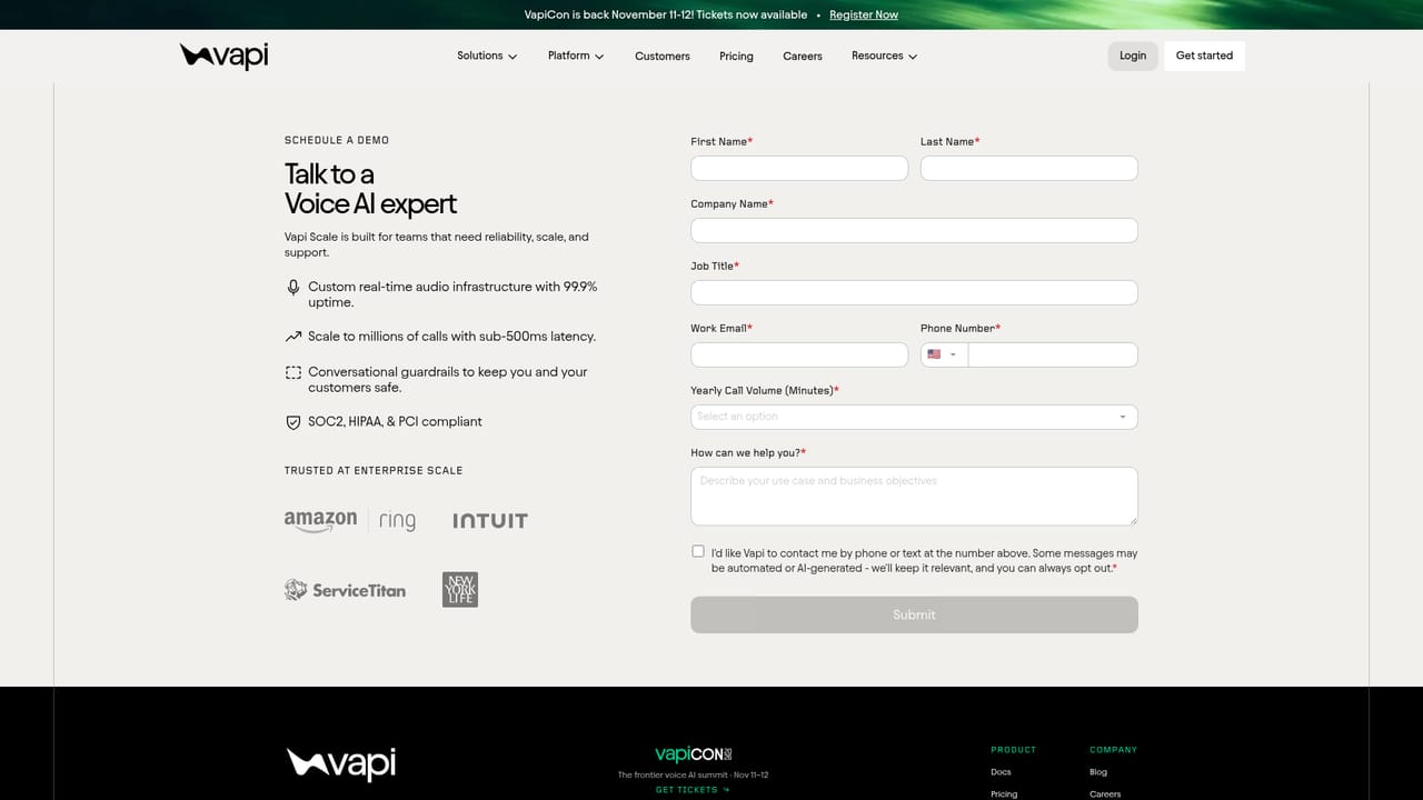 Vapi — Talk to sales for scale