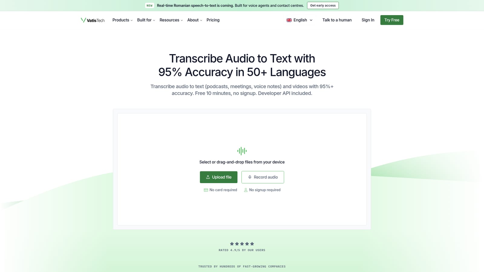 Vatis Tech — Upload, link or record your file