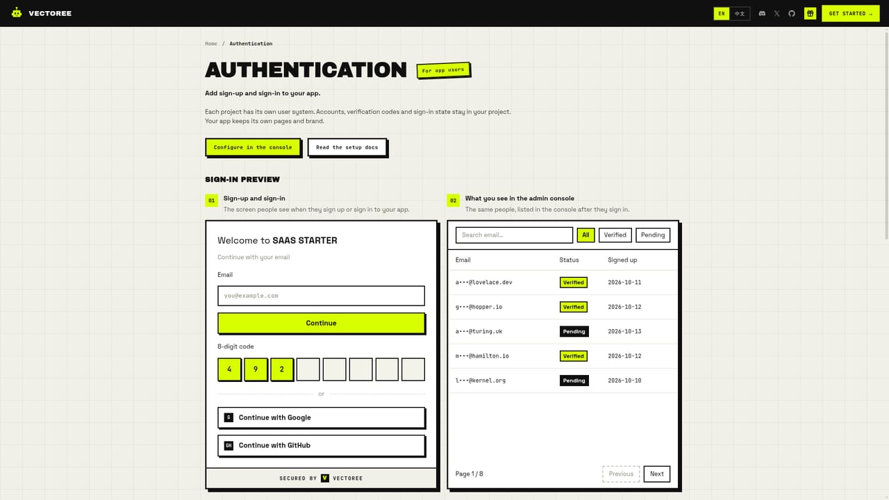 Vectoree — Add auth, database, and storage to the app