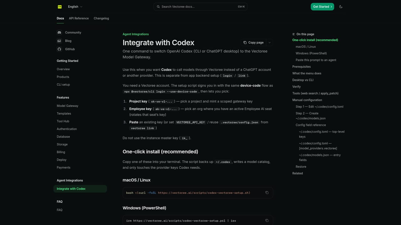 Vectoree — Connect Codex CLI directly (optional)