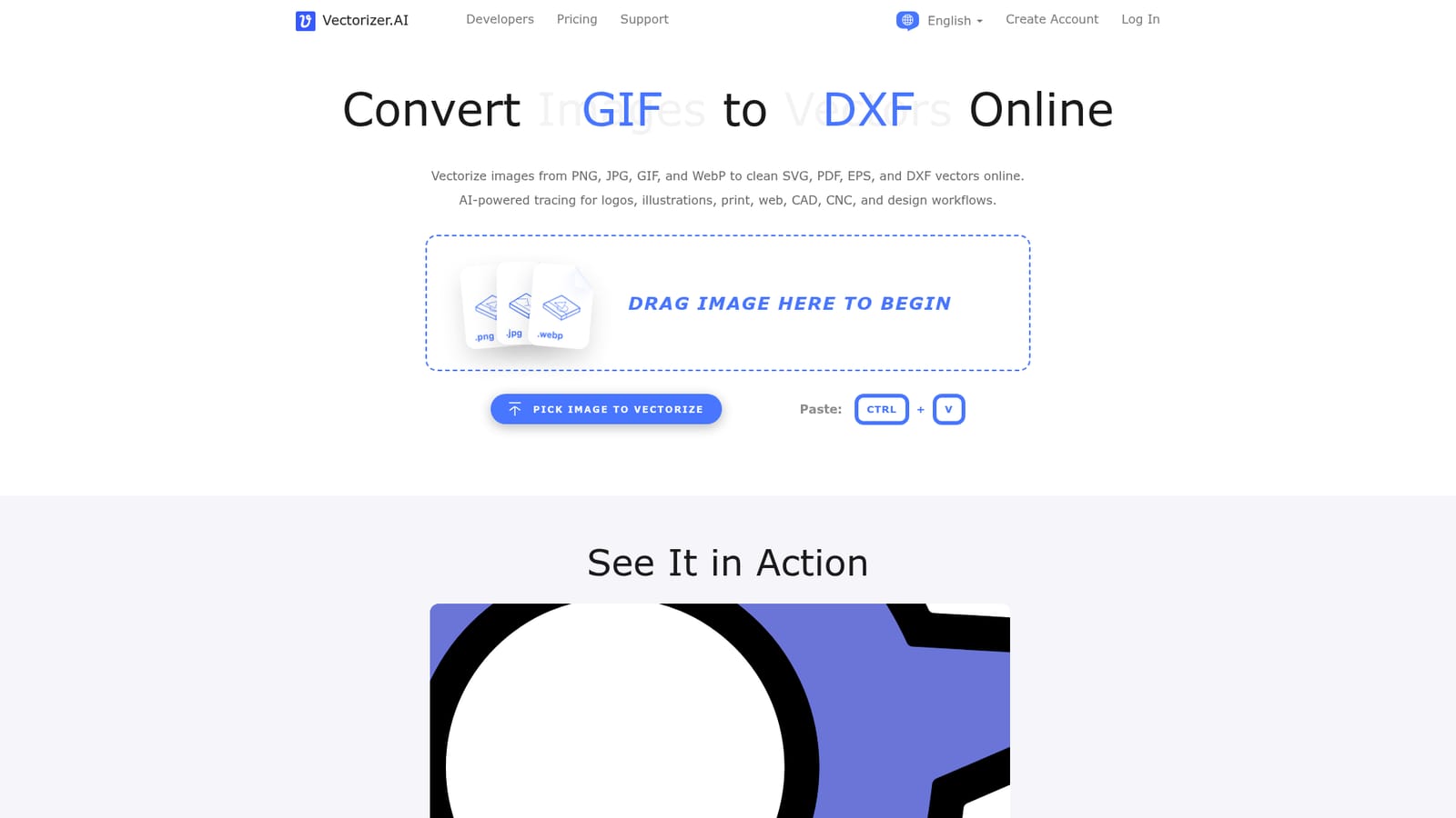 Vectorizer — Open the converter and load your image