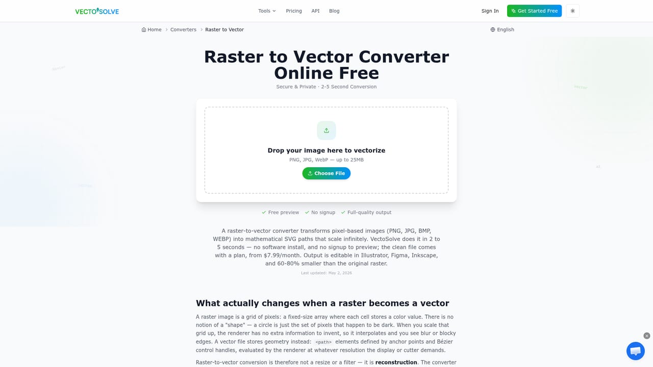 VectoSolve — Upload your raster image