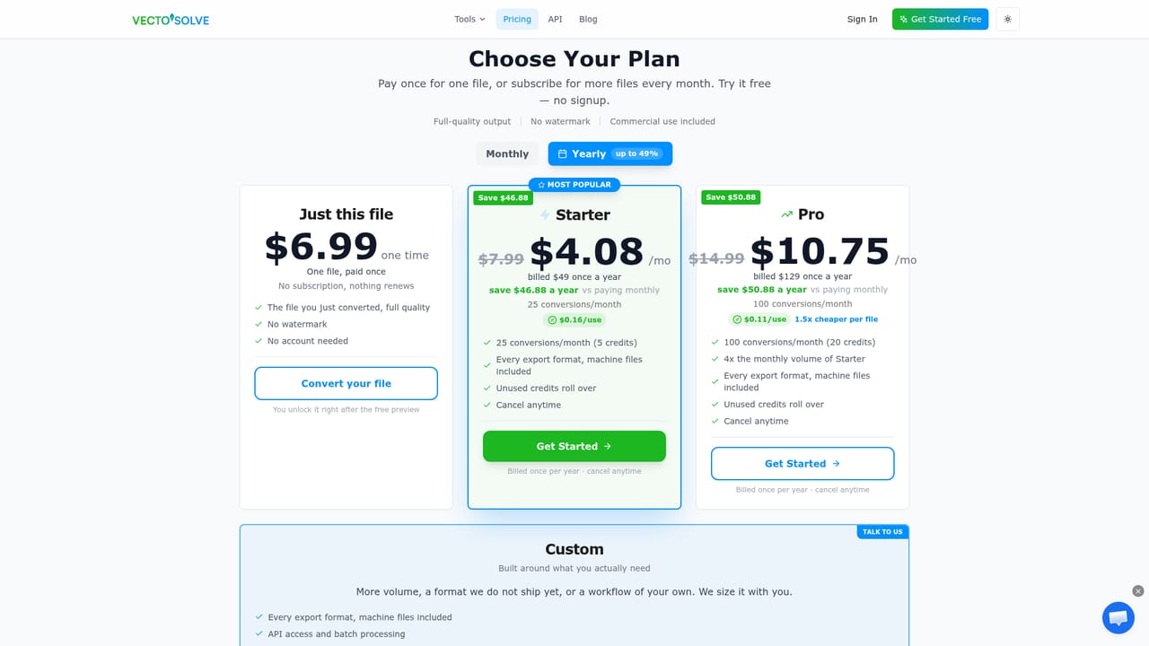 VectoSolve — Manage your plan