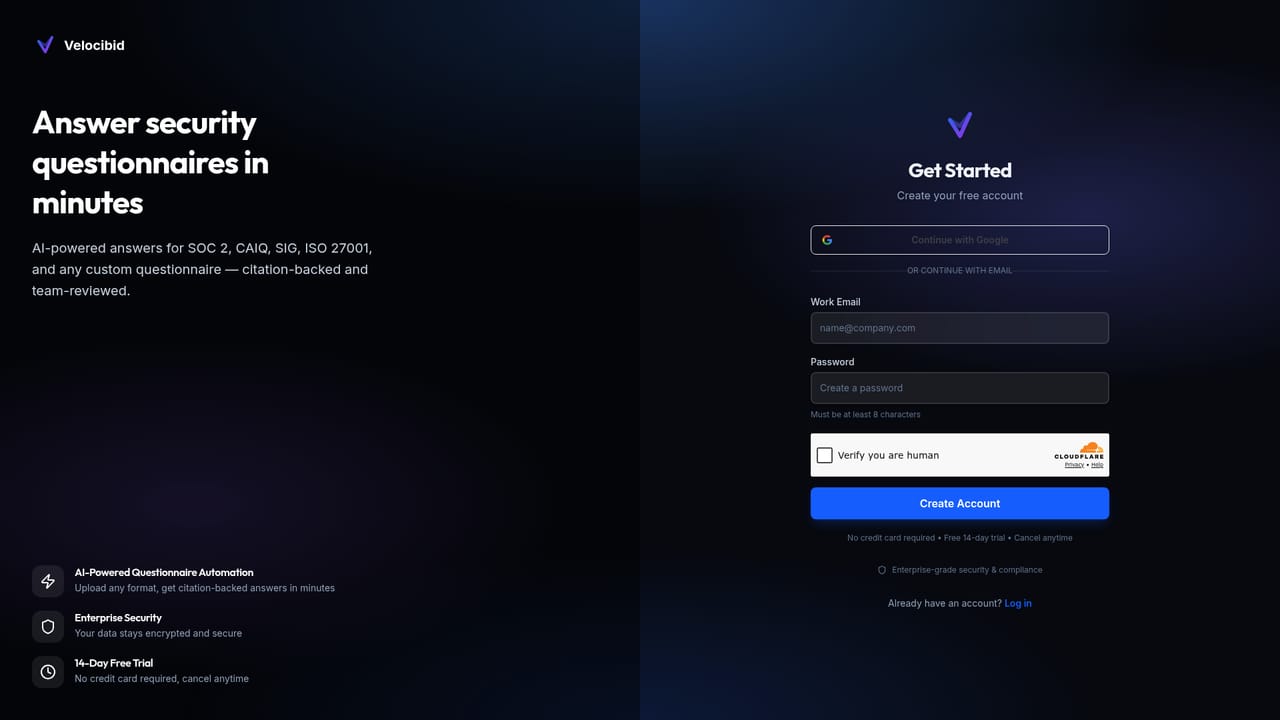 Velocibid — Create your account