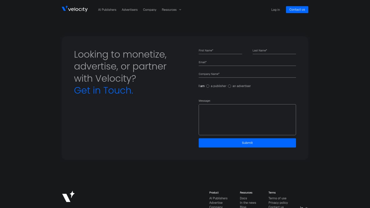 Velocity — Confirm your use case and request access