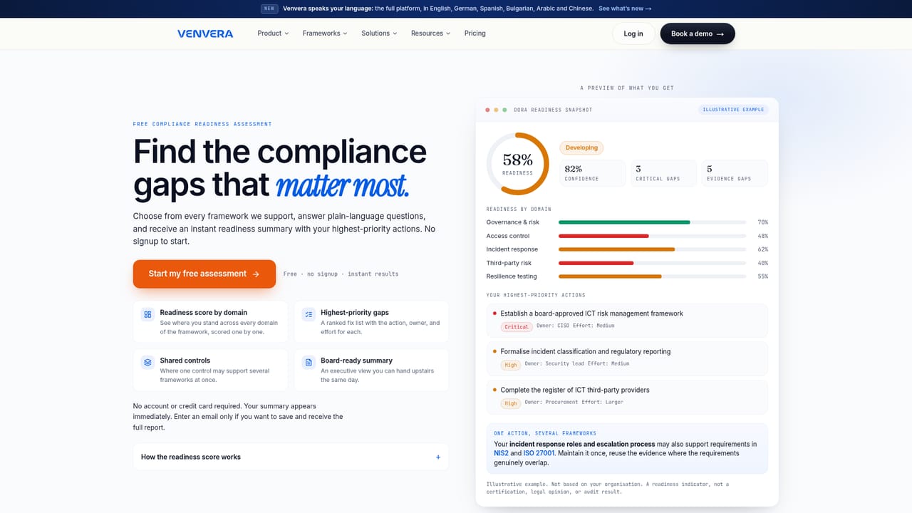 Venvera — Run the free gap assessment
