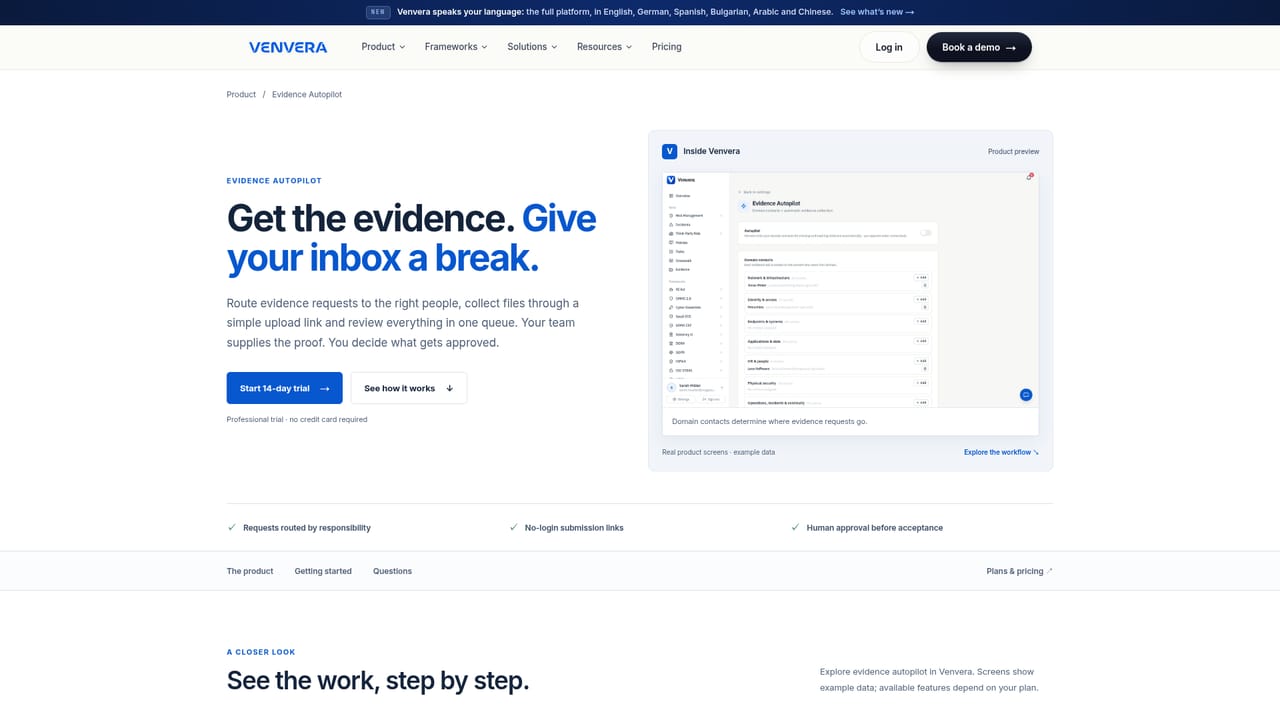 Venvera — Attach evidence and map controls