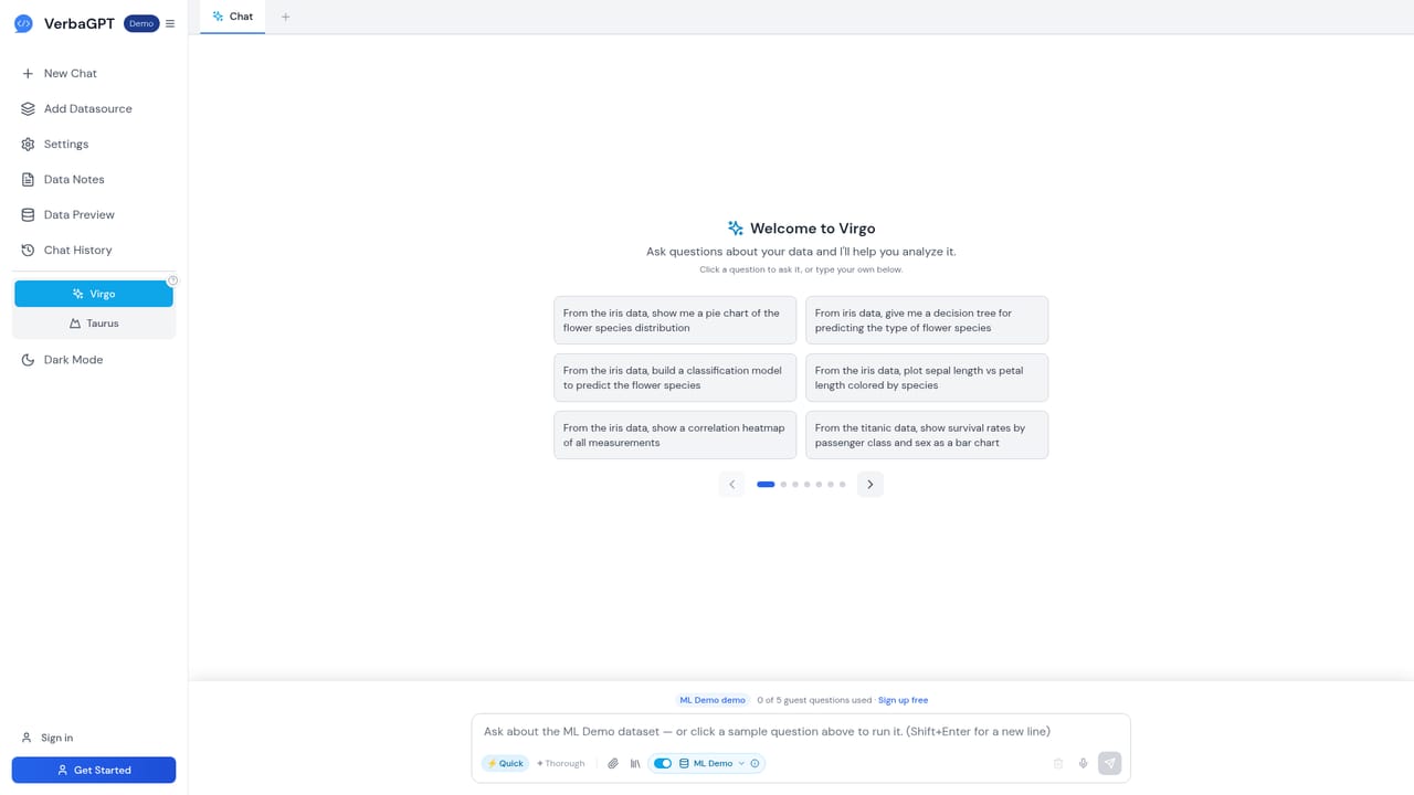VerbaGPT — Create an account and open the web app