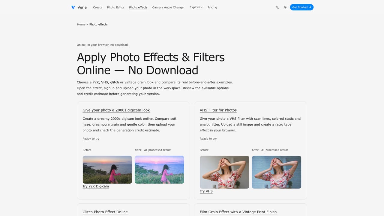 Verie — Browse the effect catalog