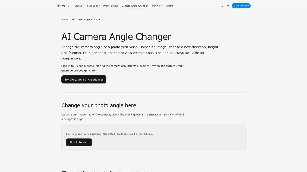 Verie — Try the camera angle changer for new viewpoints